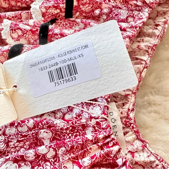 💋SOLD💋✨🍒DÔEN ‘Chaleur’ Nightgown Rouge Pomme Et Poire XS✨ - Picture 8 of 15